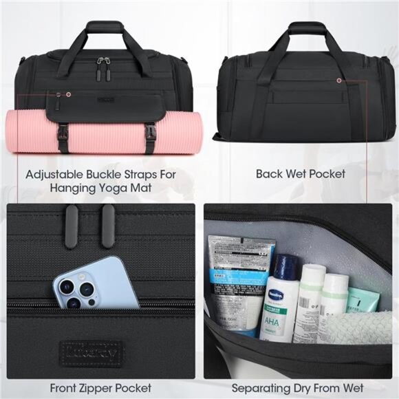 Gym Bag 40L Duffel Bag for Men Women Travel Sports Weekender Bag Shoe Compartmen - Picture 5 of 7